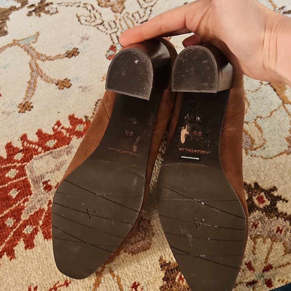 Aquatalia Fayren Weatherproof Suede Ankle Boot Brown 9.5 - Picture 5 of 5